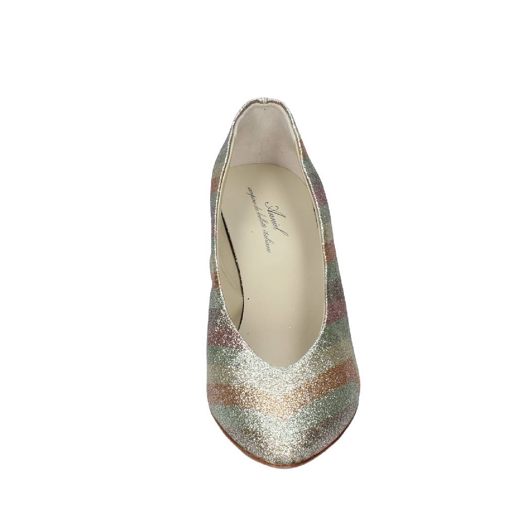 scarpe donna ANNIEL decollete oro glitter EY683 Nuova