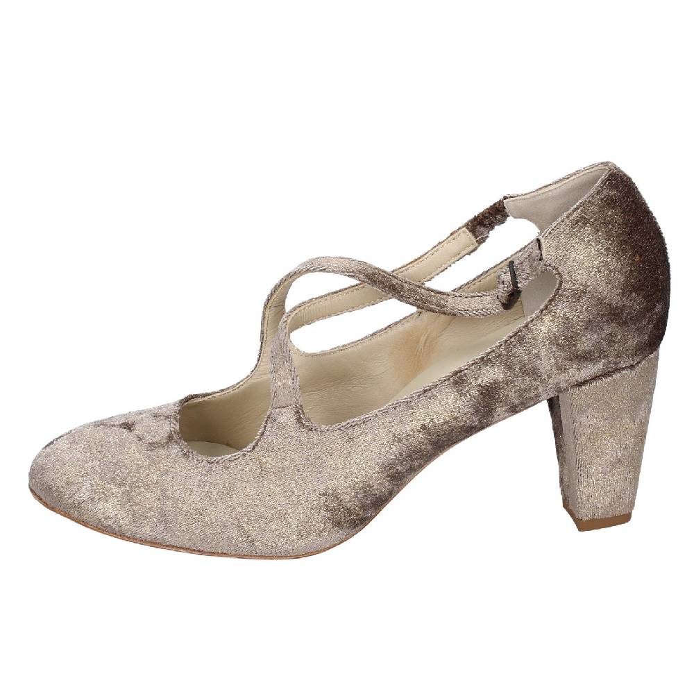 scarpe donna ANNIEL decollete beige velluto oro EX278 In Linea