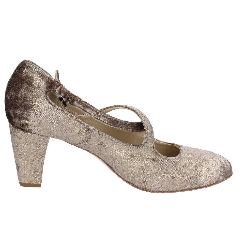 scarpe donna ANNIEL decollete beige velluto oro EX278 In Linea