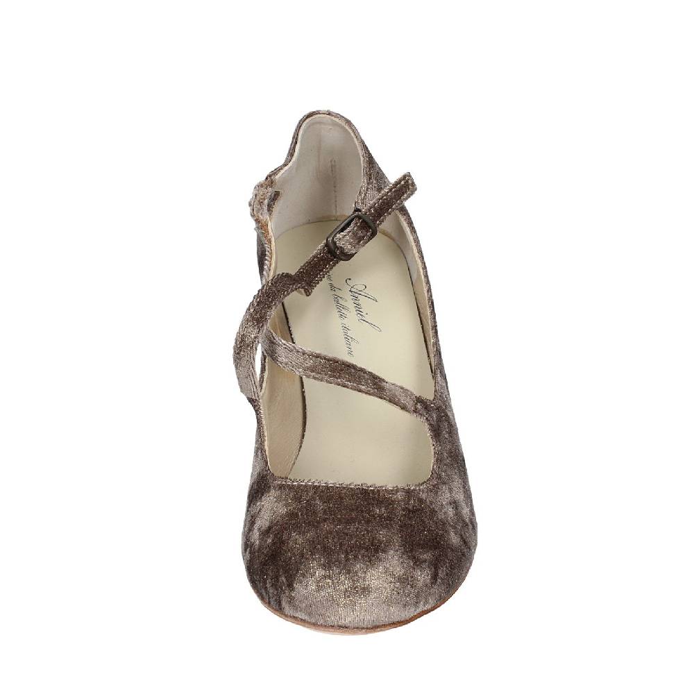 scarpe donna ANNIEL decollete beige velluto oro EX278 In Linea