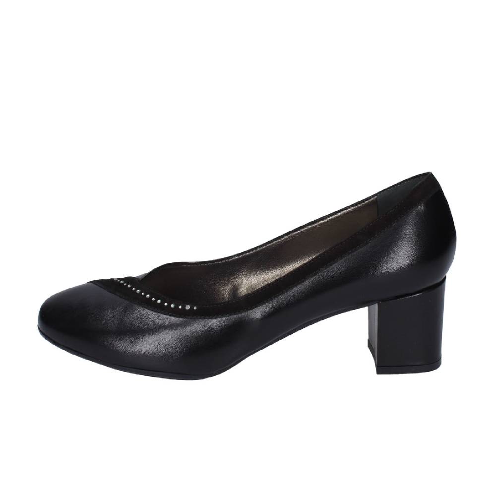 scarpe donna CONFORT decollete nero pelle strass EZ331 Soddisfazione Garantita