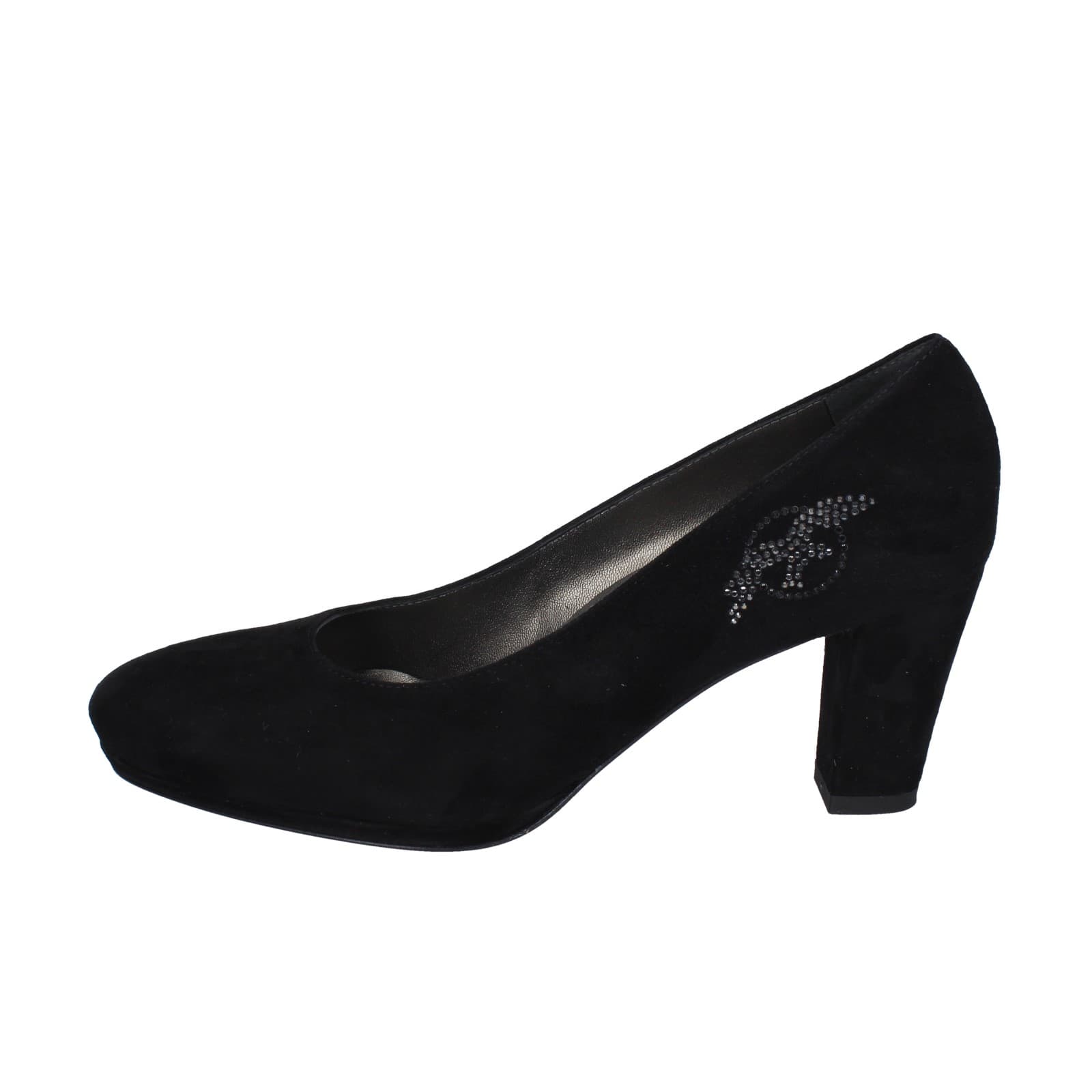 scarpe donna CONFORT decollete nero camoscio strass EZ354 Negozi Online