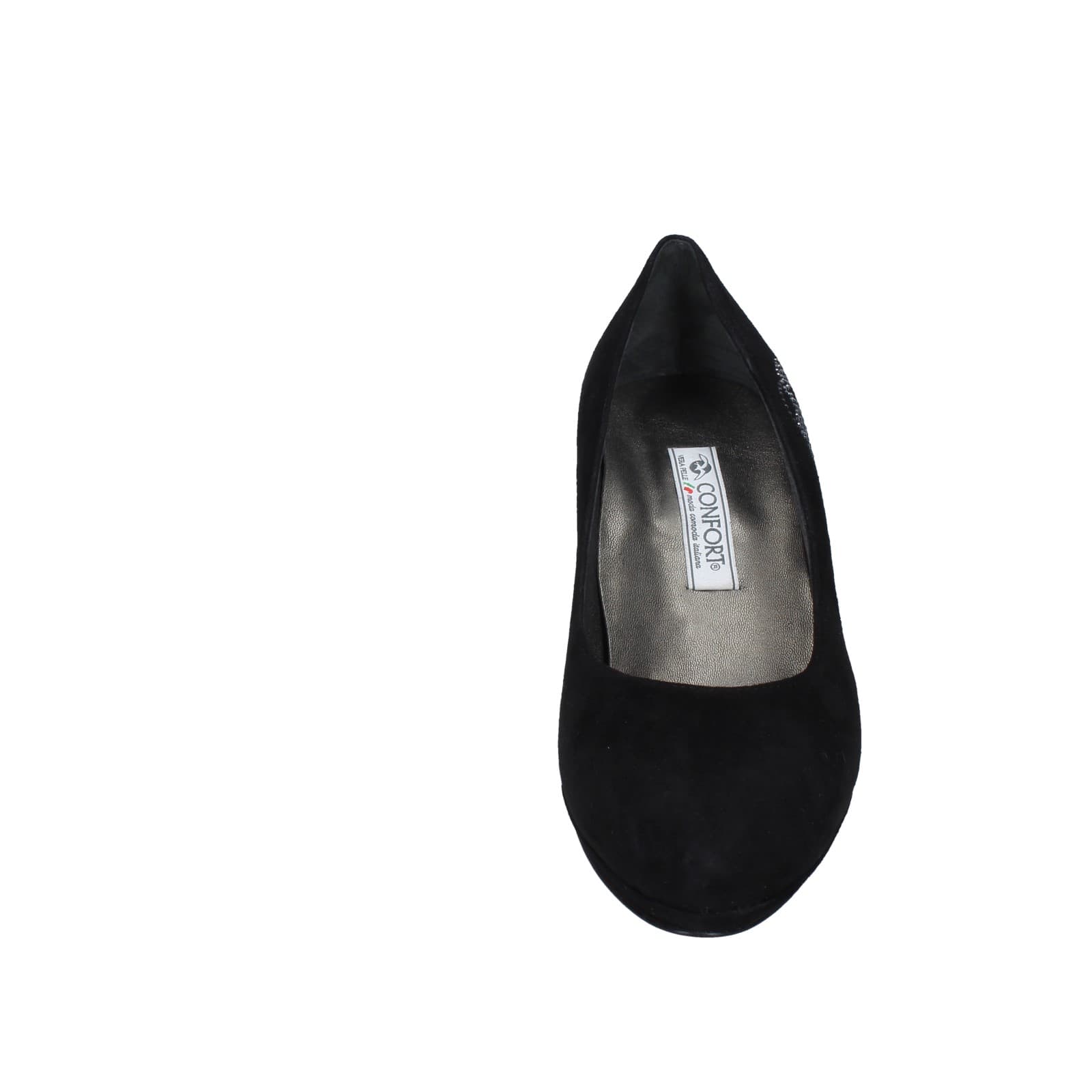 scarpe donna CONFORT decollete nero camoscio strass EZ354 Negozi Online