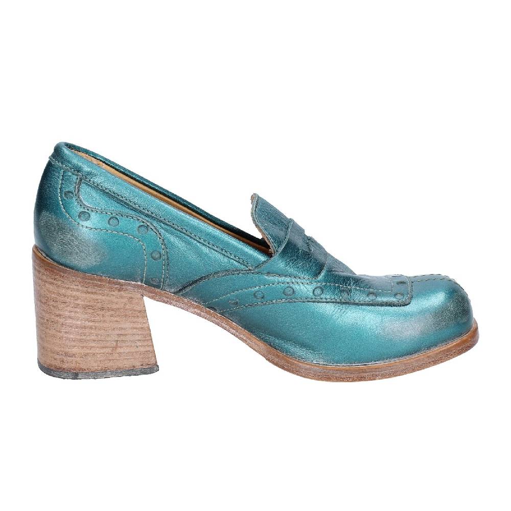 scarpe donna MOMA mocassini verde pelle 47406E VINTAGE EX447 Fornitura limitata