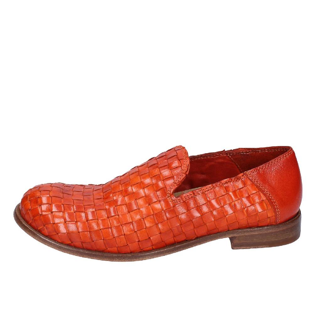 scarpe donna MOMA mocassini arancione pelle marrone 39410F VINTAGE EX498 Vendita Economica