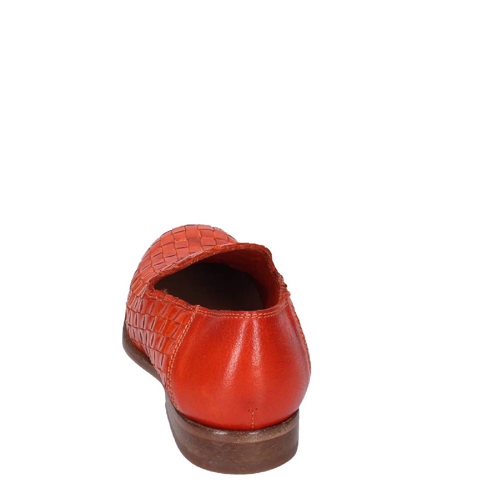 scarpe donna MOMA mocassini arancione pelle marrone 39410F VINTAGE EX498 Vendita Economica