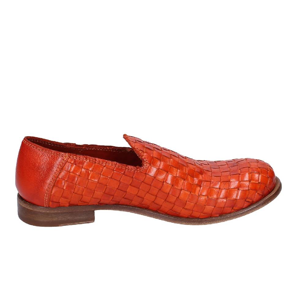 scarpe donna MOMA mocassini arancione pelle marrone 39410F VINTAGE EX498 Vendita Economica
