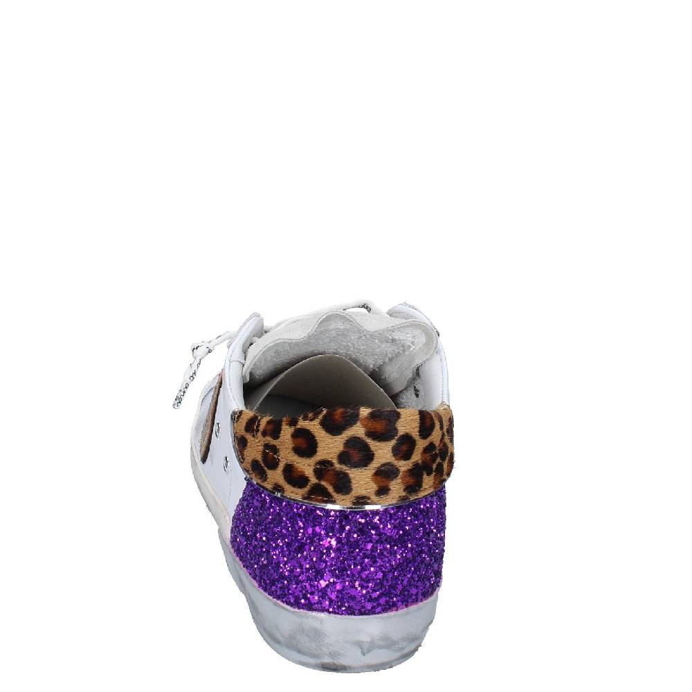 scarpe donna PHILIPPE MODEL sneakers bianco paillettes viola camoscio VINT EX368 Negozio