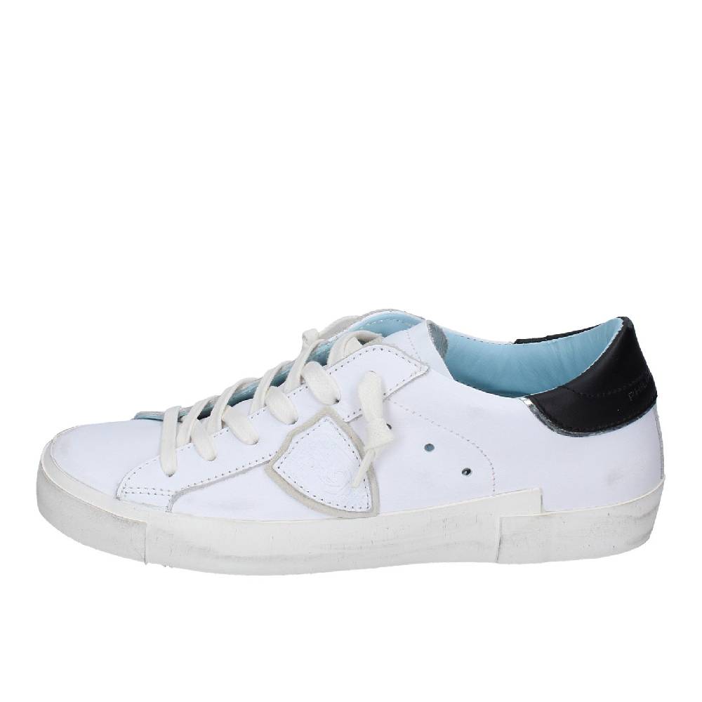 scarpe donna PHILIPPE MODEL sneakers bianco pelle nero VINTAGE EX355 In Saldo