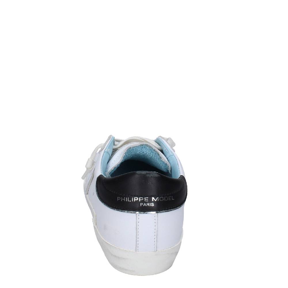 scarpe donna PHILIPPE MODEL sneakers bianco pelle nero VINTAGE EX355 In Saldo