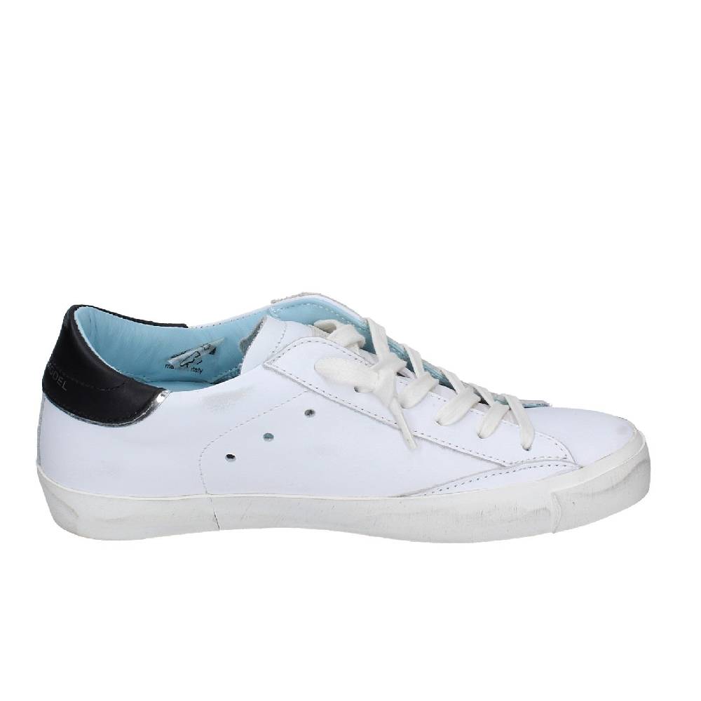scarpe donna PHILIPPE MODEL sneakers bianco pelle nero VINTAGE EX355 In Saldo