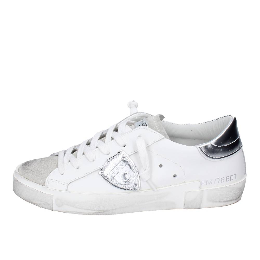 scarpe donna PHILIPPE MODEL sneakers bianco pelle beige camoscio VINTAGE EX353 Moda