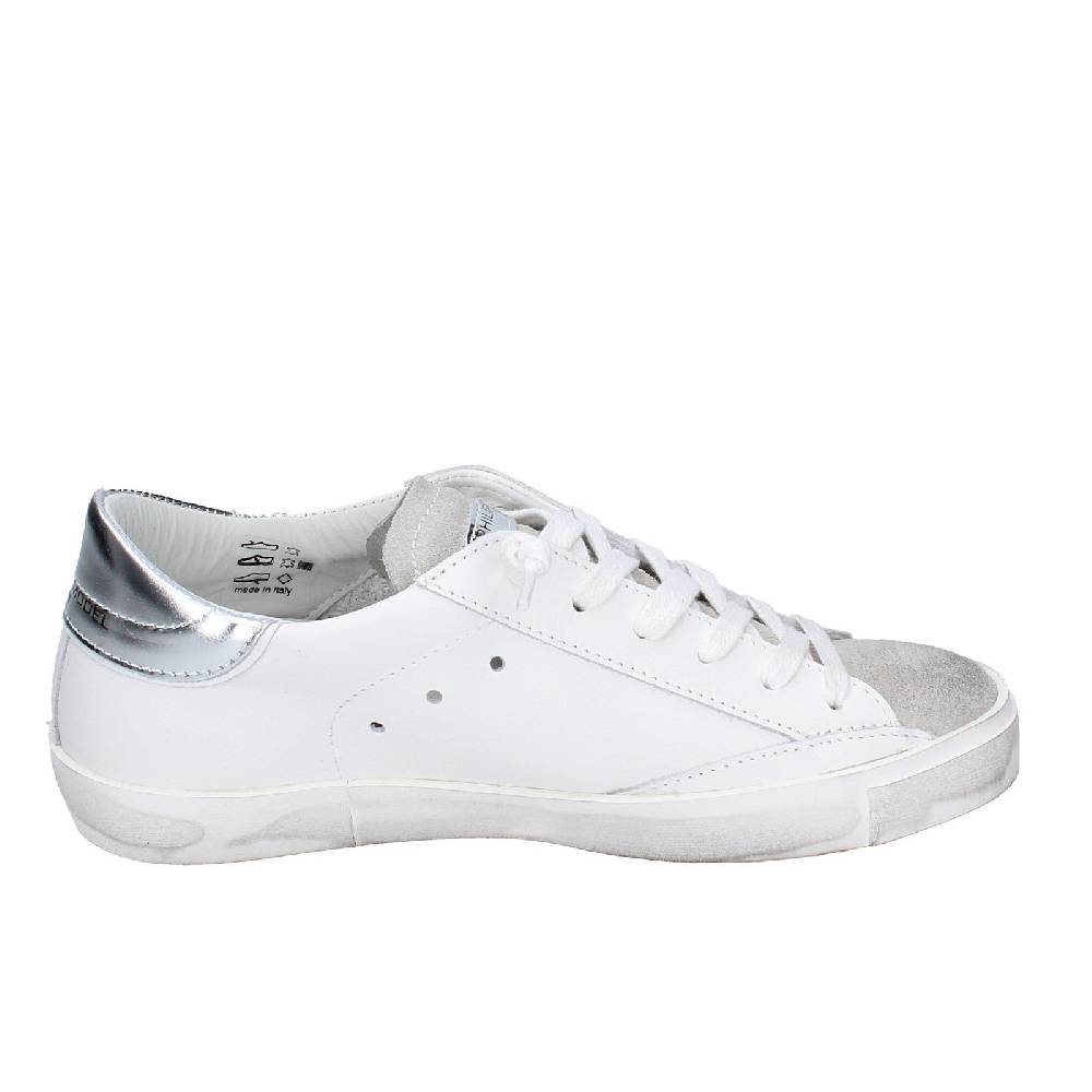 scarpe donna PHILIPPE MODEL sneakers bianco pelle beige camoscio VINTAGE EX353 Moda