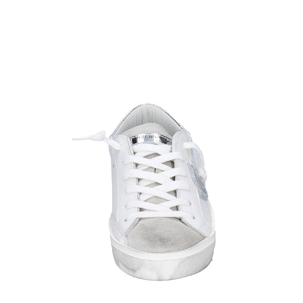 scarpe donna PHILIPPE MODEL sneakers bianco pelle beige camoscio VINTAGE EX353 Moda