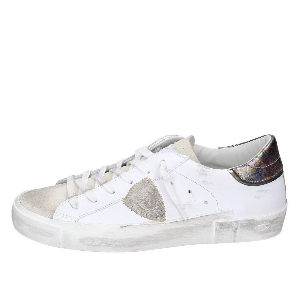 scarpe donna PHILIPPE MODEL sneakers bianco pelle beige camoscio VINTAGE EX352 Italy