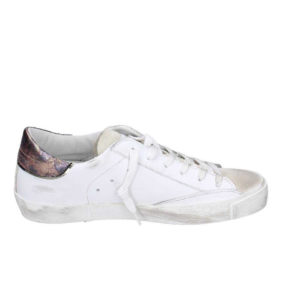 scarpe donna PHILIPPE MODEL sneakers bianco pelle beige camoscio VINTAGE EX352 Italy