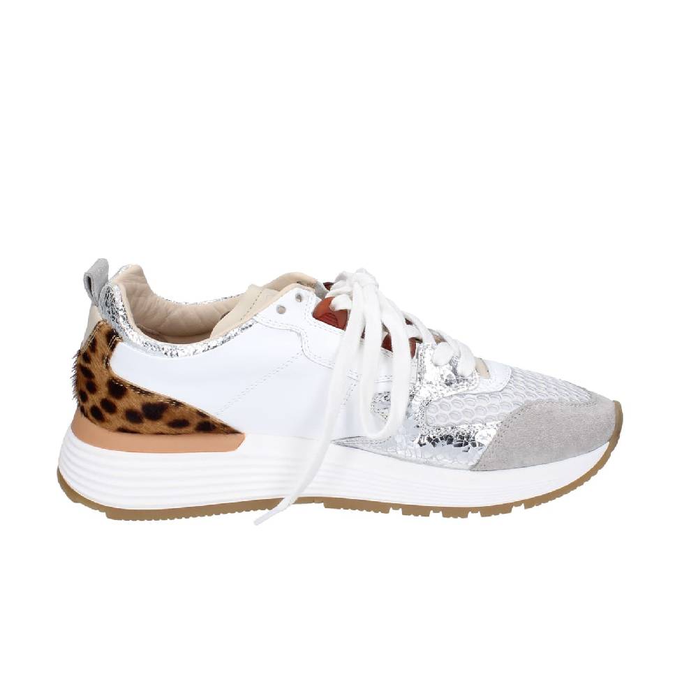 scarpe donna MOMA sneakers bianco pelle argento tessuto 3AS401-CR5 EZ858 Nuovo
