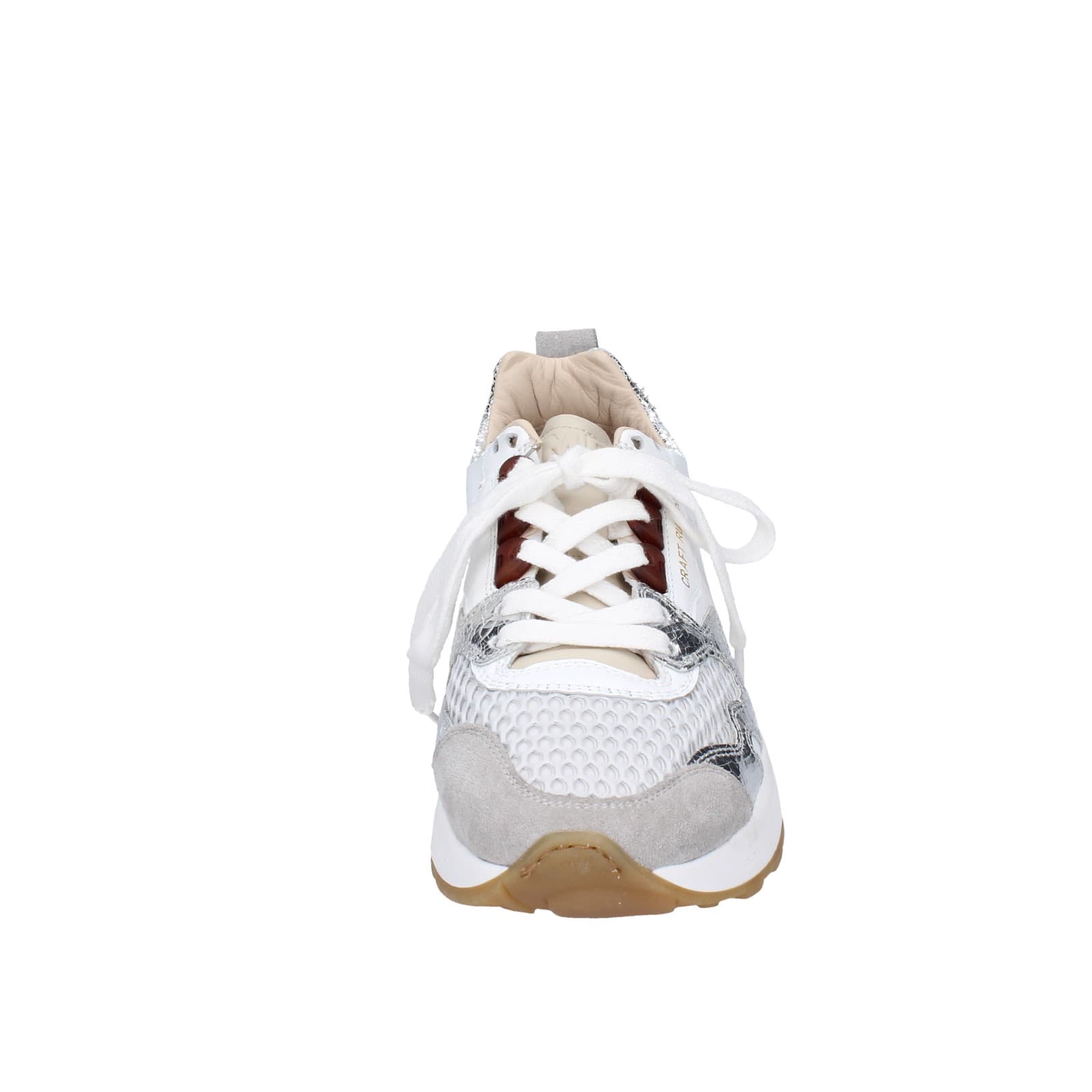 scarpe donna MOMA sneakers bianco pelle argento tessuto 3AS401-CR5 EZ858 Nuovo