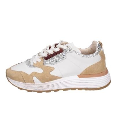 scarpe donna MOMA sneakers marrone pelle beige glitter 3AS401-CR1 BC65 Qualità