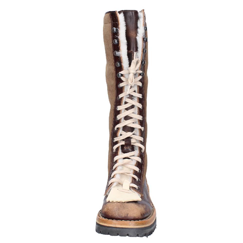 scarpe donna MOMA stivali marrone pelle camoscio 81304D VINTAGE EX514 Economico
