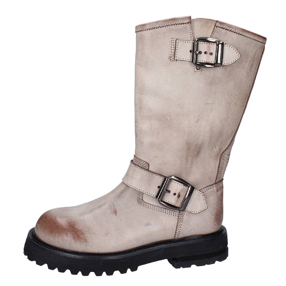 scarpe donna MOMA stivali marrone pelle beige 1DW340 VINTAGE EX517 Saldi
