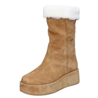 scarpe donna MOMA stivali marrone camoscio pelliccia 1CW331 VINTAGE BD842 In Saldo