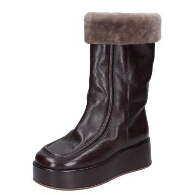 scarpe donna MOMA stivali marrone pelle pelliccia 1CW333 VINTAGE BD921 Nuova