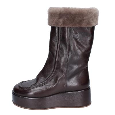 scarpe donna MOMA stivali marrone pelle pelliccia 1CW333 VINTAGE BD921 Nuova