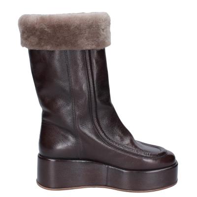 scarpe donna MOMA stivali marrone pelle pelliccia 1CW333 VINTAGE BD921 Nuova