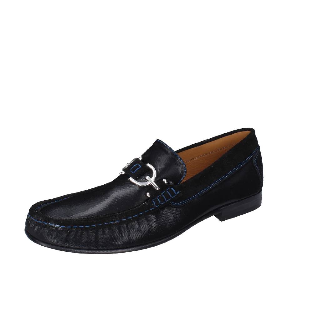 scarpe uomo DONALD PLINER mocassini nero pelle lucida camoscio EY136 Prezzo Ridotto
