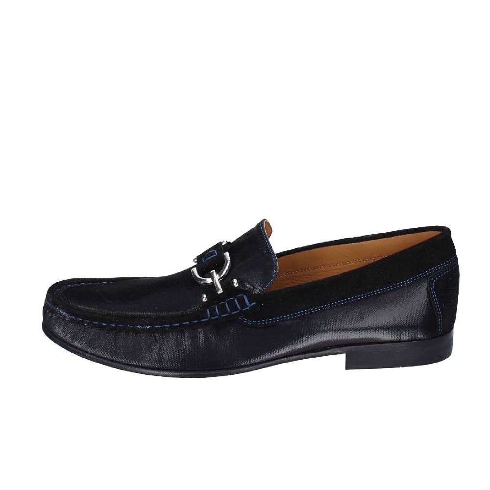 scarpe uomo DONALD PLINER mocassini nero pelle lucida camoscio EY136 Prezzo Ridotto