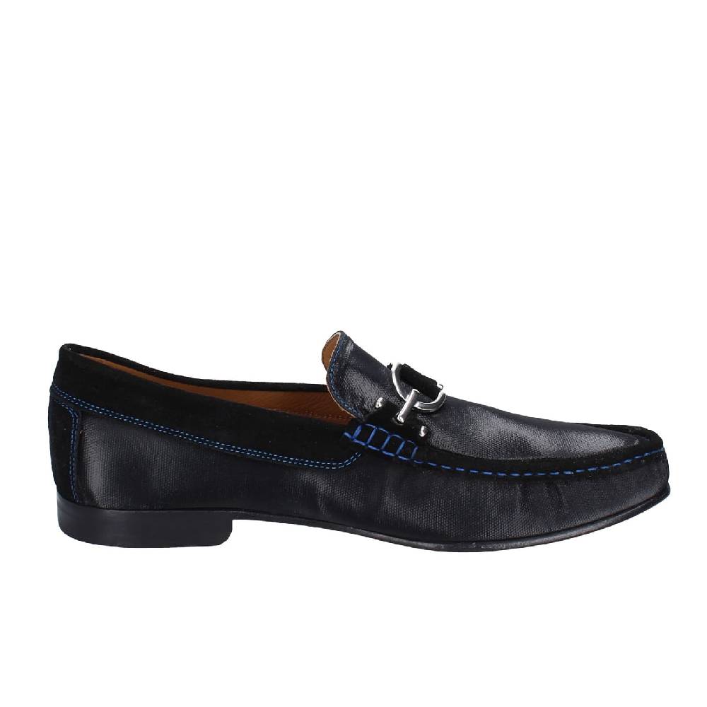 scarpe uomo DONALD PLINER mocassini nero pelle lucida camoscio EY136 Prezzo Ridotto