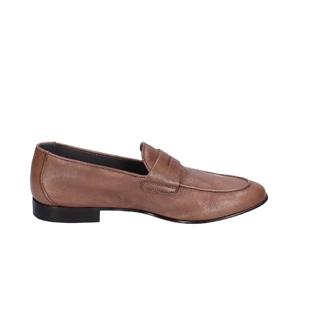 scarpe uomo POLLINI mocassini marrone pelle EY34 Sconto