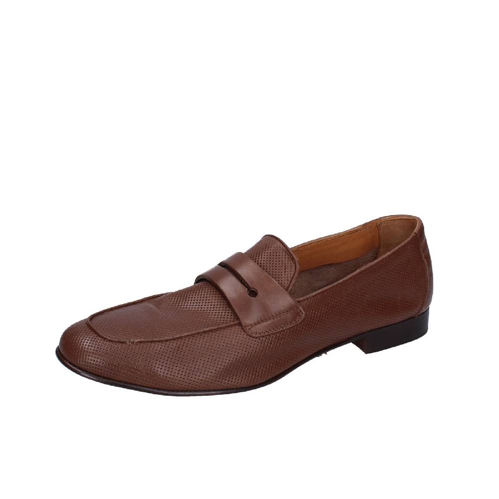 scarpe uomo POLLINI mocassini marrone pelle EY39 Offerta