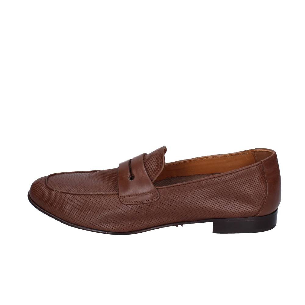 scarpe uomo POLLINI mocassini marrone pelle EY39 Offerta