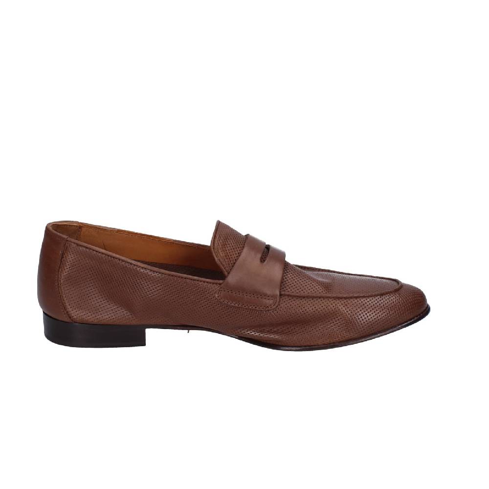 scarpe uomo POLLINI mocassini marrone pelle EY39 Offerta