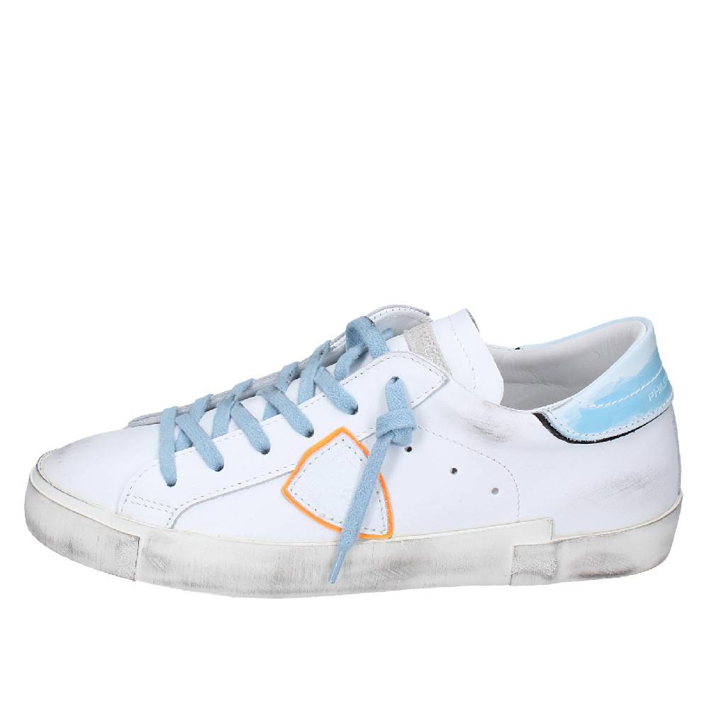 scarpe uomo PHILIPPE MODEL sneakers bianco pelle blu VINTAGE EX357 Consegna Veloce