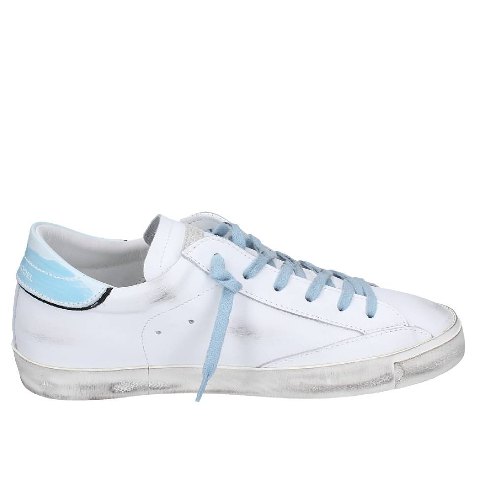 scarpe uomo PHILIPPE MODEL sneakers bianco pelle blu VINTAGE EX357 Consegna Veloce