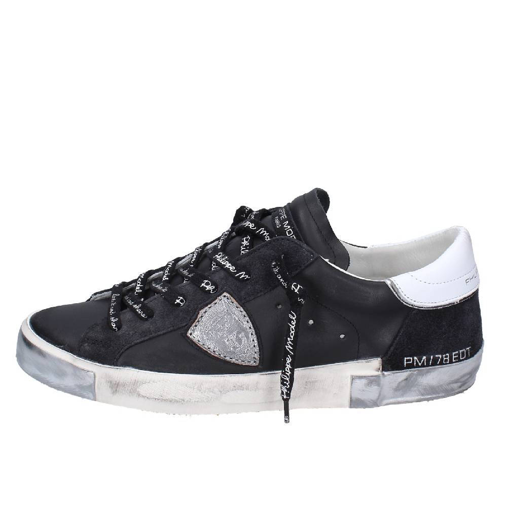 scarpe uomo PHILIPPE MODEL sneakers nero pelle camoscio EX563 Fino Al -60%