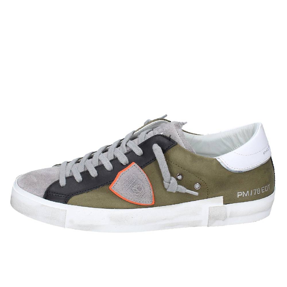 scarpe uomo PHILIPPE MODEL sneakers verde pelle grigio camoscio VINTAGE EX363 Shopping Online