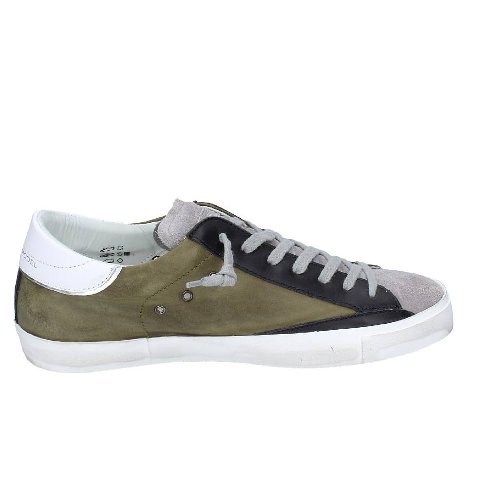 scarpe uomo PHILIPPE MODEL sneakers verde pelle grigio camoscio VINTAGE EX363 Shopping Online