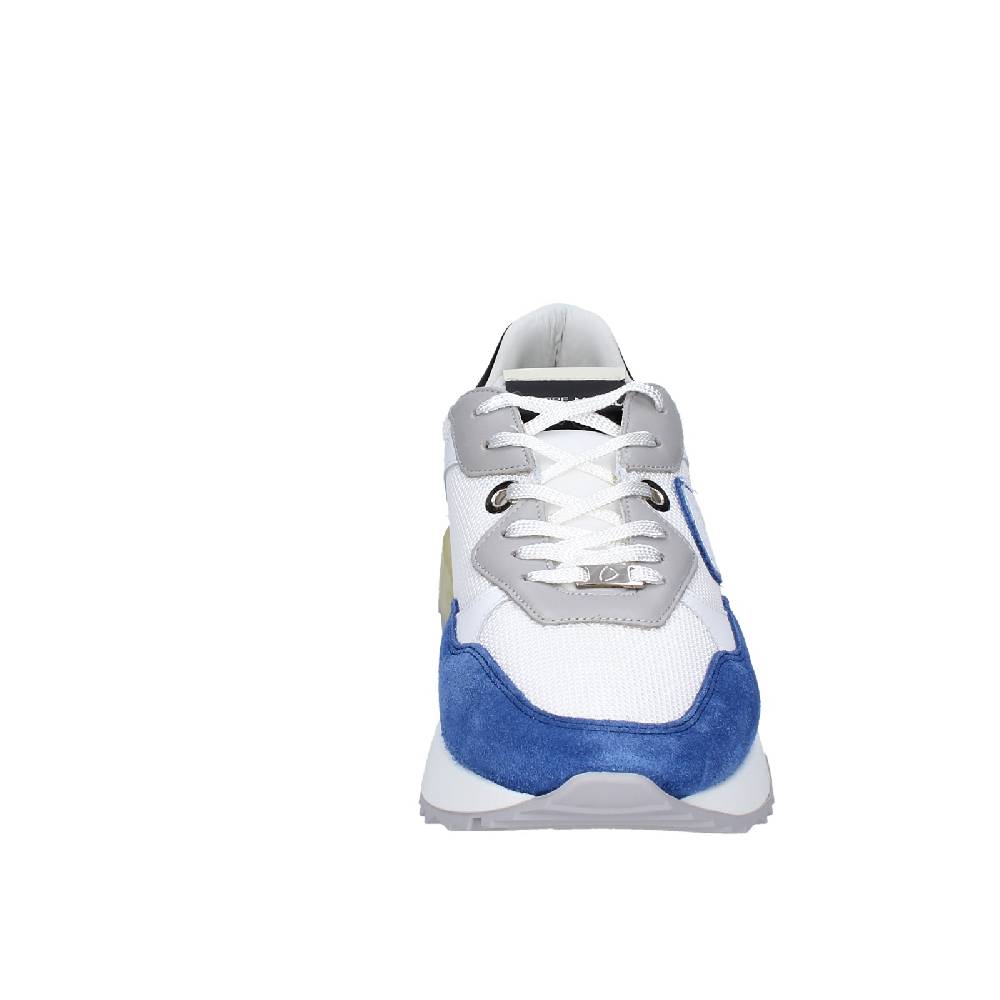 scarpe uomo PHILIPPE MODEL sneakers bianco tessuto blu camoscio EX333 Sottocosto