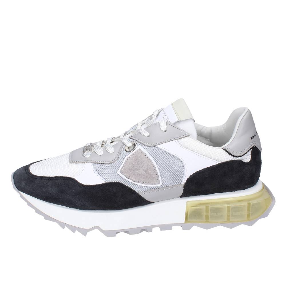 scarpe uomo PHILIPPE MODEL sneakers bianco tessuto grigio camoscio EX332 Presa