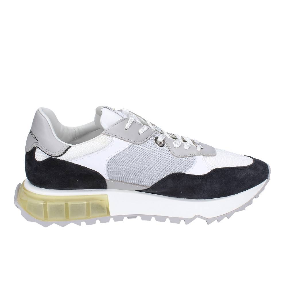 scarpe uomo PHILIPPE MODEL sneakers bianco tessuto grigio camoscio EX332 Presa