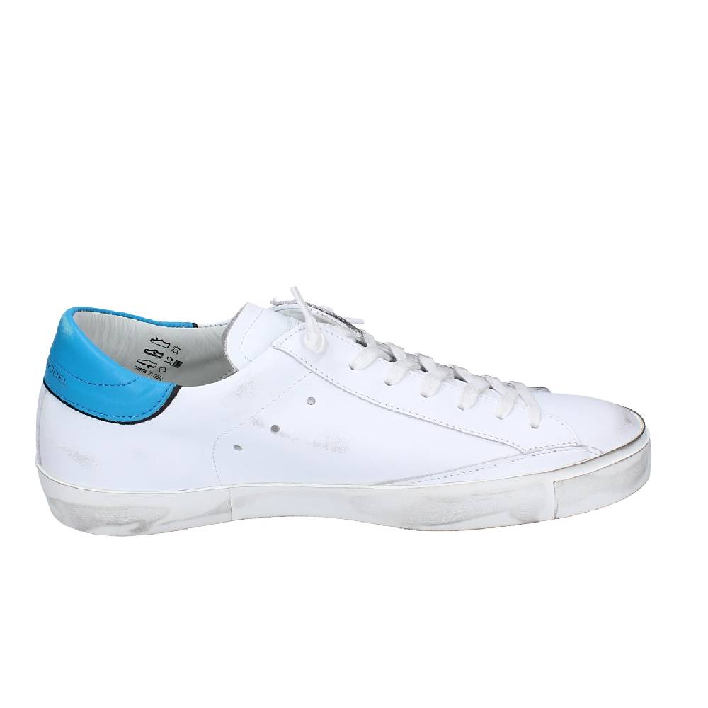 scarpe uomo PHILIPPE MODEL sneakers bianco pelle blu VINTAGE EX360 Offerta