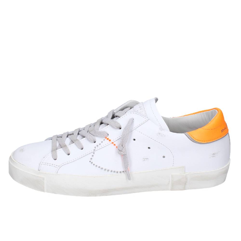 scarpe uomo PHILIPPE MODEL sneakers bianco pelle arancione VINTAGE EX339 Online