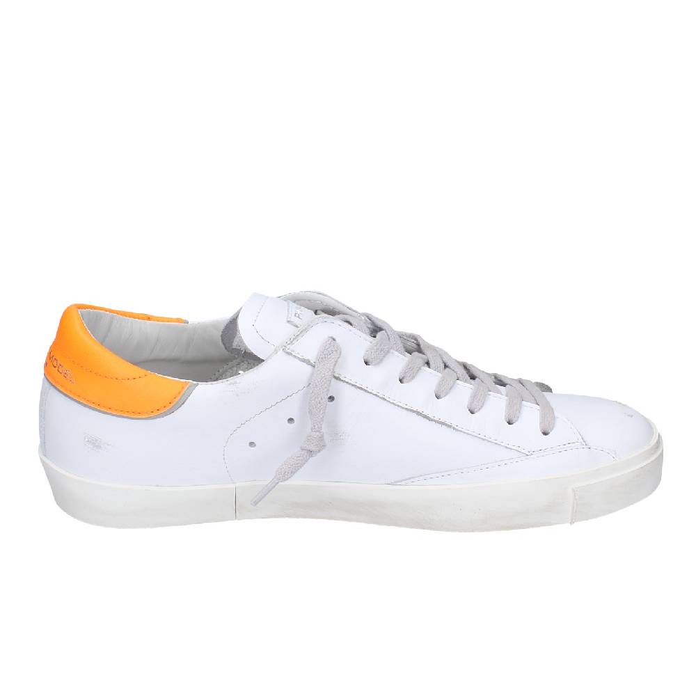 scarpe uomo PHILIPPE MODEL sneakers bianco pelle arancione VINTAGE EX339 Online