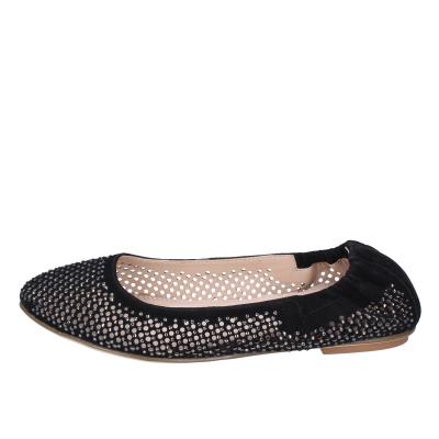 scarpe donna CAFè NOIR ballerine nero camoscio strass MEL501 BF398 Saldi Di Fabbrica