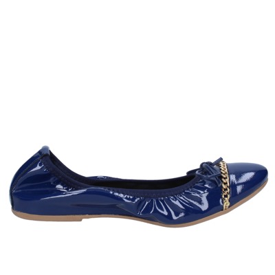 scarpe donna CROWN ballerine blu vernice BZ948 Italia
