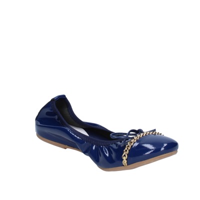 scarpe donna CROWN ballerine blu vernice BZ948 Italia